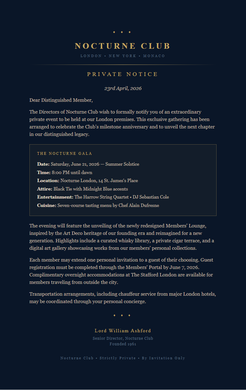 Midnight Luxury Notice